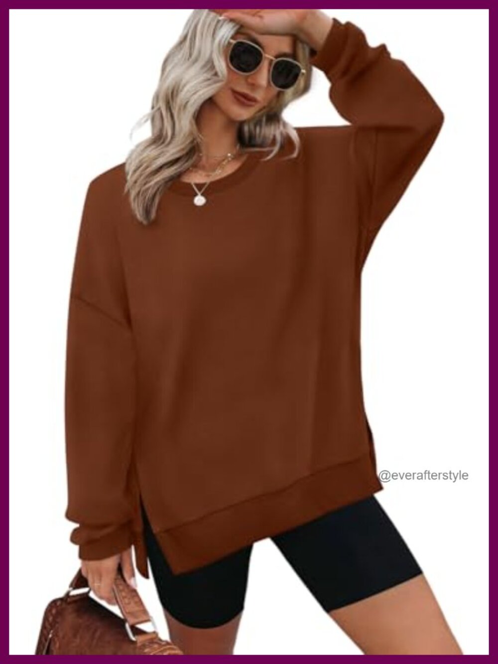 Oversized Sweatshirt Pullover Casual Crewneck Long Sleeve Comfy Top